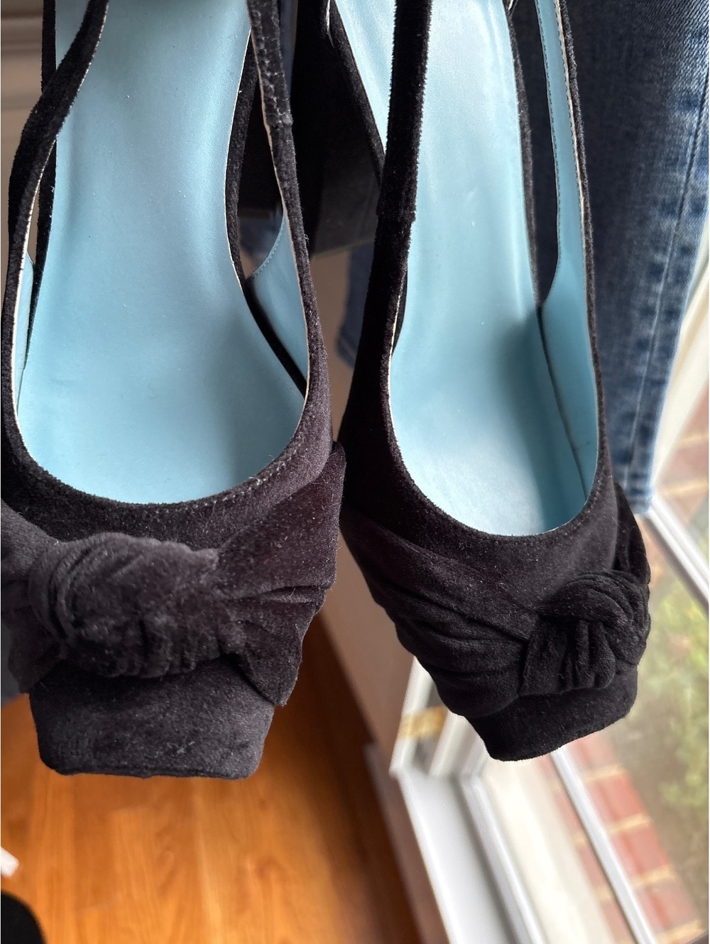 NWOB Frances Valentine Black Velvet and Suede Bow Heels 10B